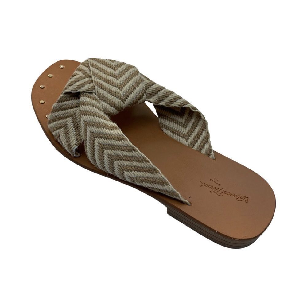 Womens Universal Thread Louise Chevron Print Knotted Slide Sandal Tan Size 6